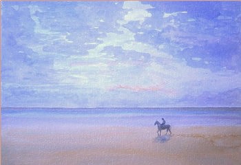 watercolour beach horse
