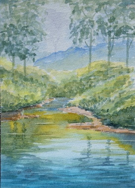 watercolour painting, Summer Stream