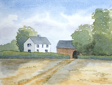 watercolour painting, Farm at Banks, Cumbria