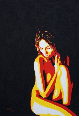 acrylic painting, nude, silouhette